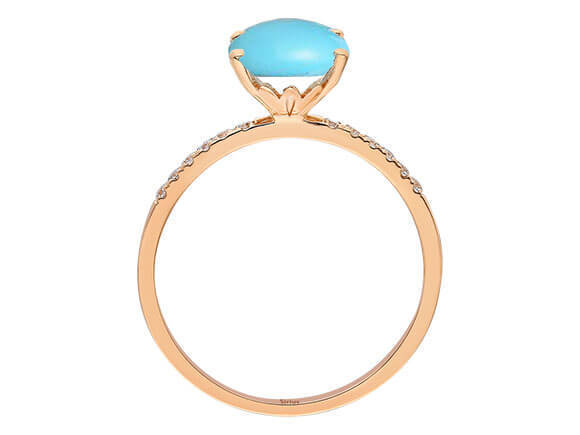 Diamant und Oval Türkis Ring