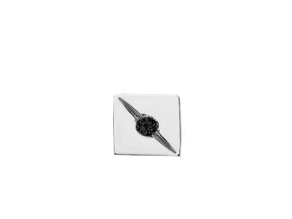 0,02 Carat Schwarzer Diamant Quadrat viereck Herrenohrring in 14 K