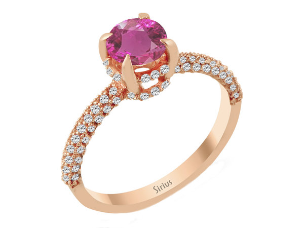 Diamant und Rosa Turmalin Ring