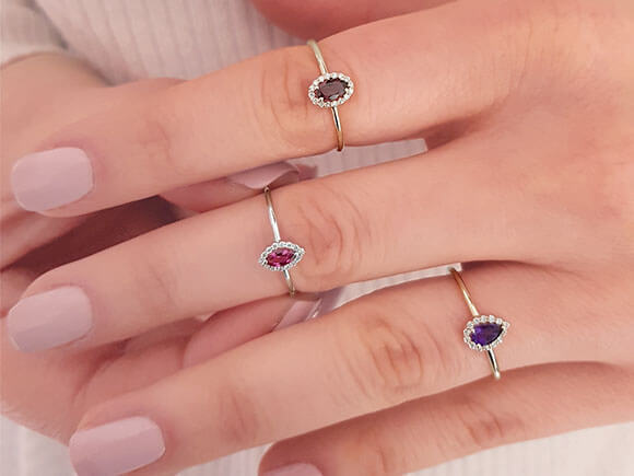 Diamant und Ovaler Schliff Rosa Turmalin Ring
