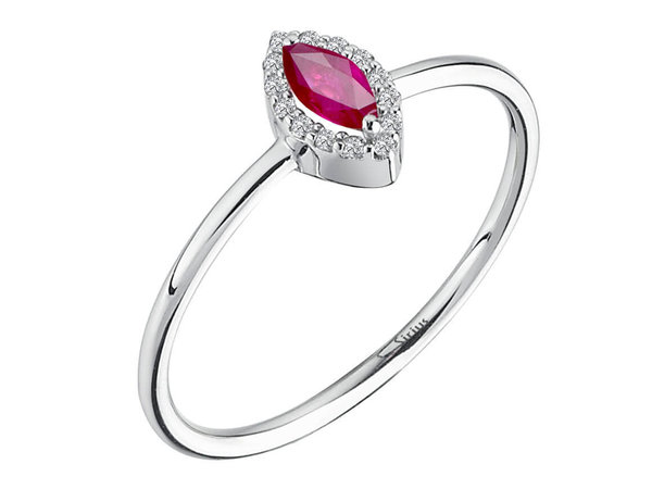 Diamant und Marquise Schliff Rosa Turmalin Ring