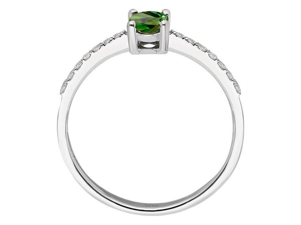 Diamant und Oval Schliff Grün Saphir Ring