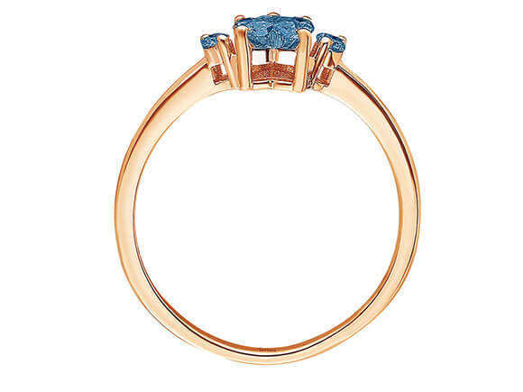 London Blauer Topas Katzenpfote Ring in 585er 14K Rotgold