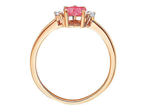 Diamant und Rosa Turmalin Katzenpfote Ring in 585er 14K Rotgold