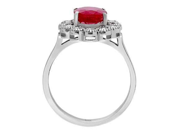 Diamant und Oval Rubin Ring
