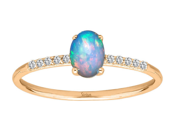 Diamant und Opal Ring