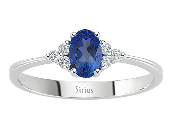 Diamant und Oval Schliff  Saphir Ring
