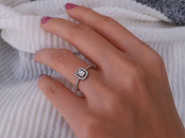 F Farbe 0,16 Carat Baguette Diamant Mia Ring