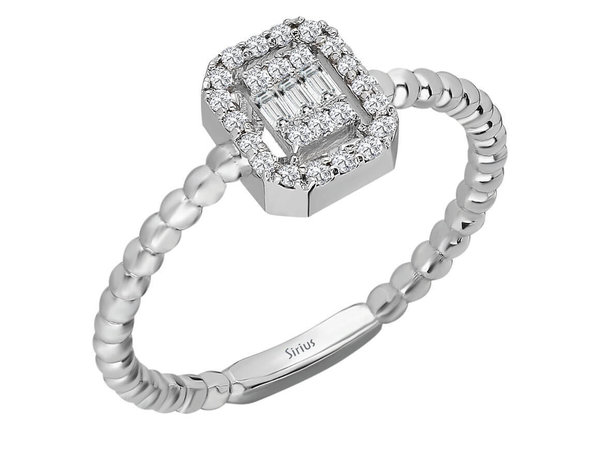 F Farbe 0,16 Carat Baguette Diamant Alba Ring