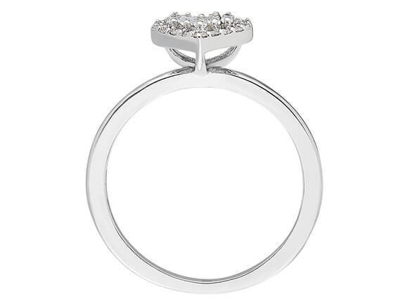 F Farbe 0,20 Carat Baguette Diamant Herz Ring