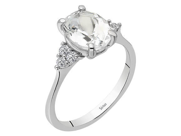 Diamant und Weißer Topas Glasera Ring