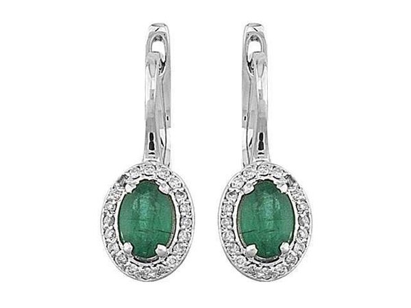 Diamant und Oval Smaragd Ohrhänger