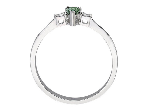 Baguette Diamant und Grün Saphir Ring