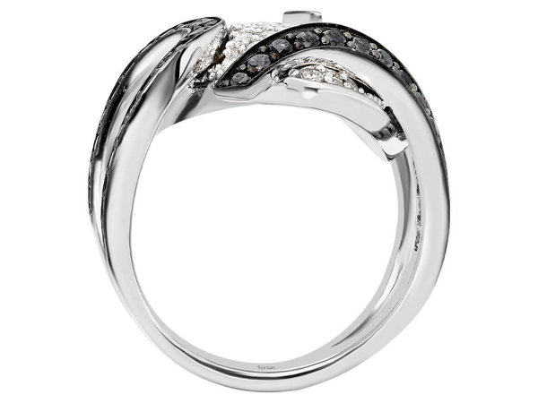 Weißer und Schwarzer Diamant Design Ring in 14 Karat Weißgold