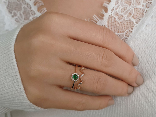 Diamant und Smaragd Vintage Ring