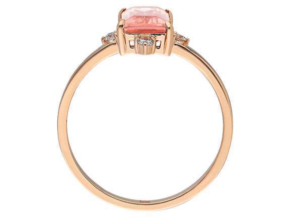 Diamant und Baguette Rosa Turmalin Modern Ring