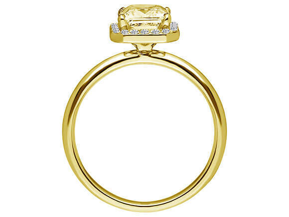 Diamant und Emerald Schliff Citrine Ring