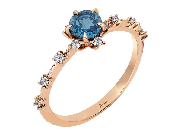 Diamant und London Blauer Topas Vintage Ring