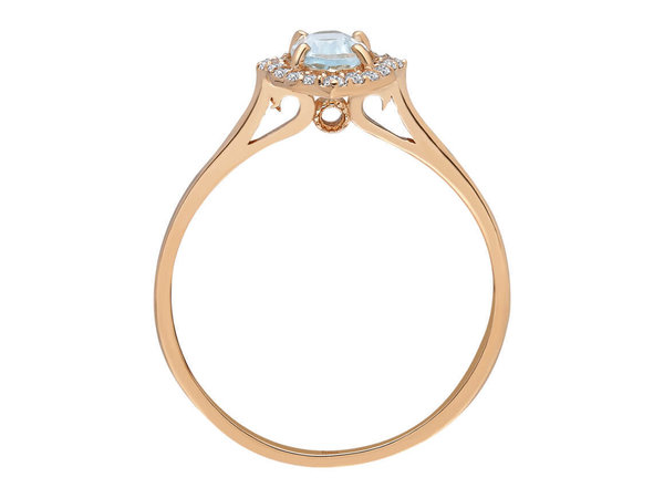 Diamant und Oval Schliff Aquamarin Ring