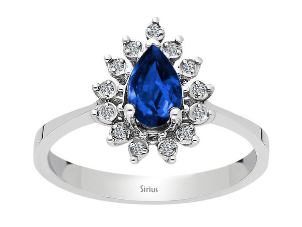 Diamant und Tropfen Saphir Chiara Ring