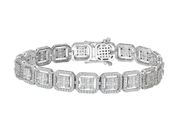 3,57 Gesamtkarat Baguette Diamant Tennis Armband in 14 K Weißgold
