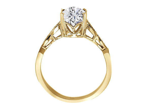 Diamant und Oval Weißer Saphir Nofretete Ring