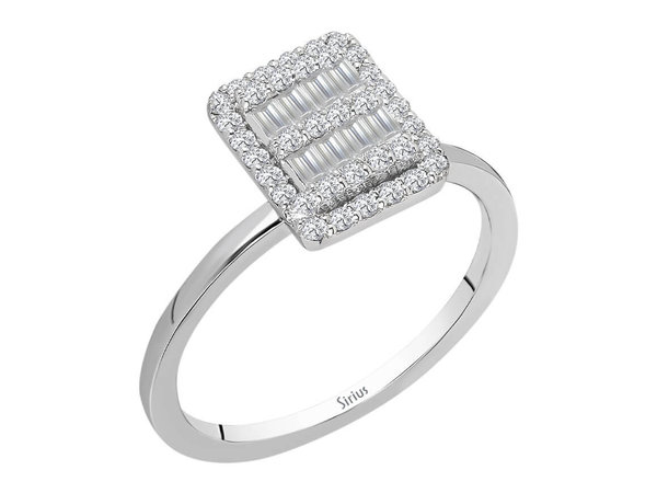 F Farbe 0,38 Carat Diamant Baguette Ring