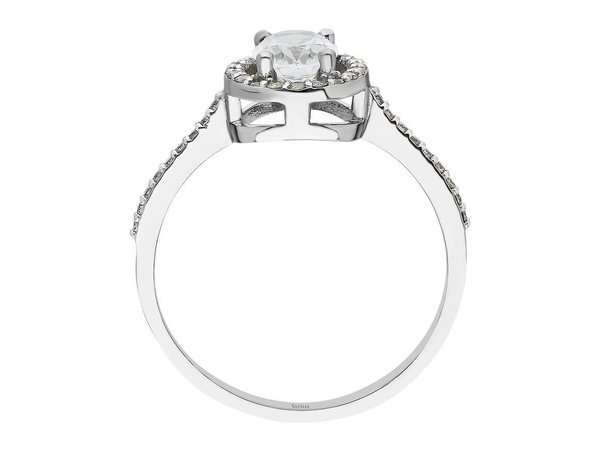 Diamant und Oval Weißer Saphir Ring