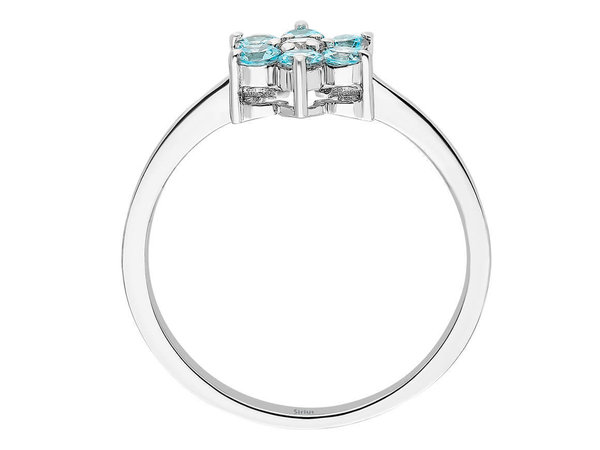 Diamant und Licht Blauer Topas Gänseblümchen Ring