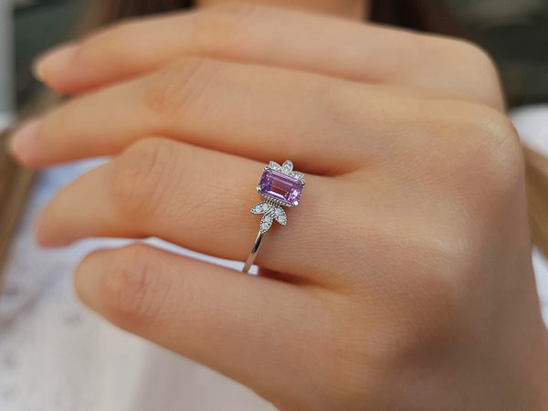 Diamant und Lilac Amethyst Ring