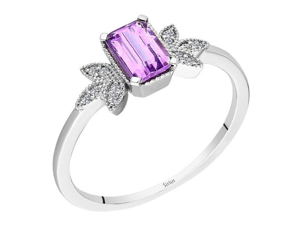 Diamant und Lilac Amethyst Ring