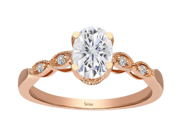 Diamant und Oval Weißer Saphir Diana Ring